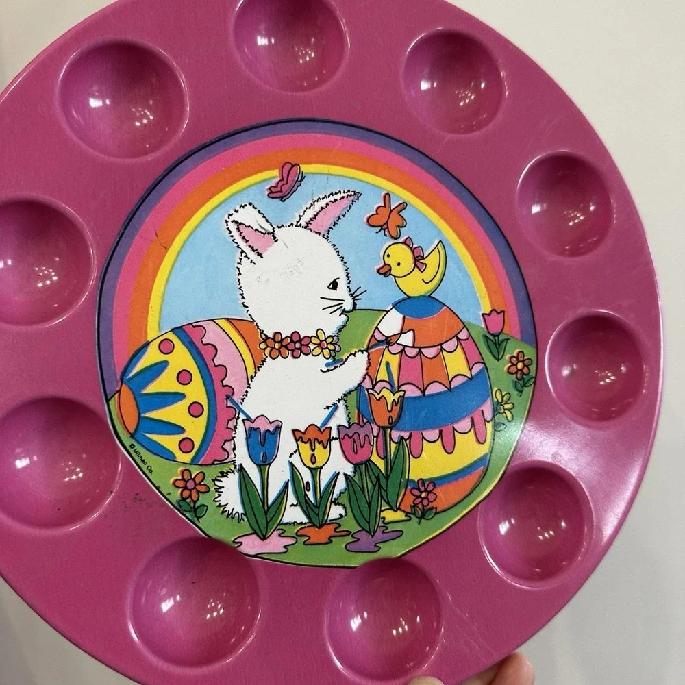 Vintage Ullmanware Easter Egg Tray Pink Plastic Bunny Tray Holds 10‎ Eggs Chick